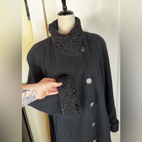 Vintage Wool and Cashmere Trench Coat 90’s Feminine Elegant Goth Duster noir - Picture 6 of 15